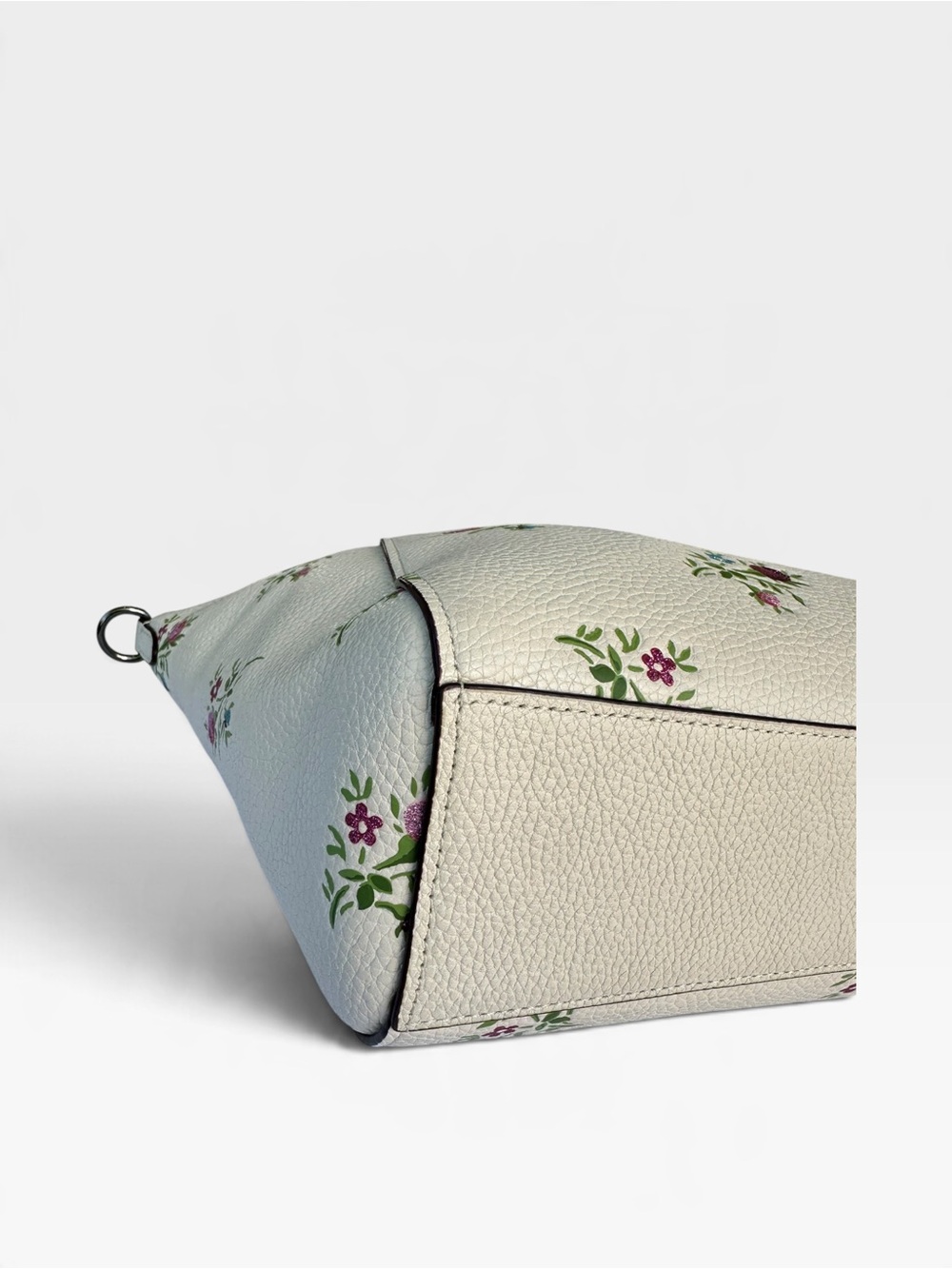 COACH Prairie Satchel Chalk White Floral Wildflower Pebble Leather Bag 22829 - Picture 6 of 16